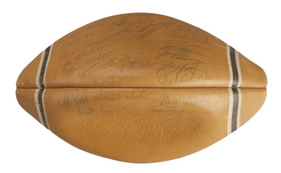 1963 New York Giants Team Signed Football with 32 Signatures including Frank Gifford